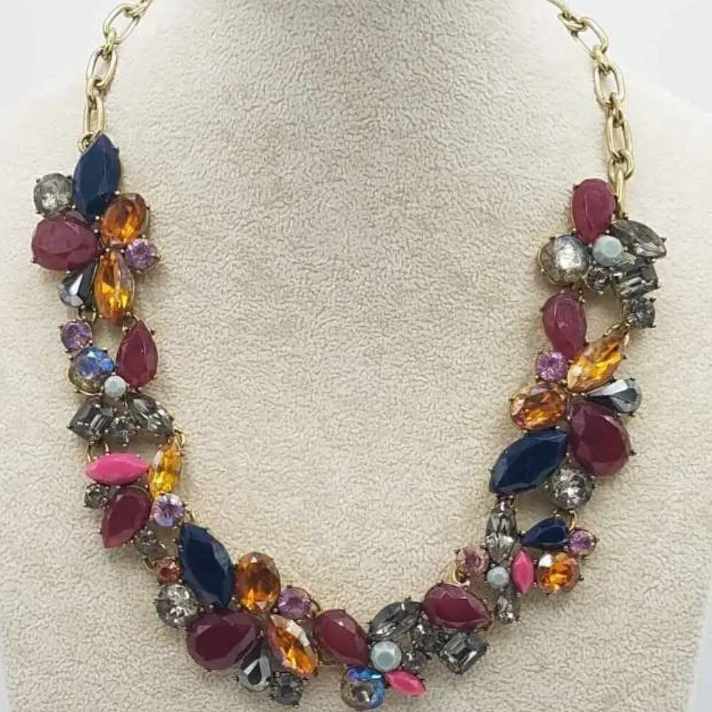 J crew Multi Color Crystal Statement Necklace